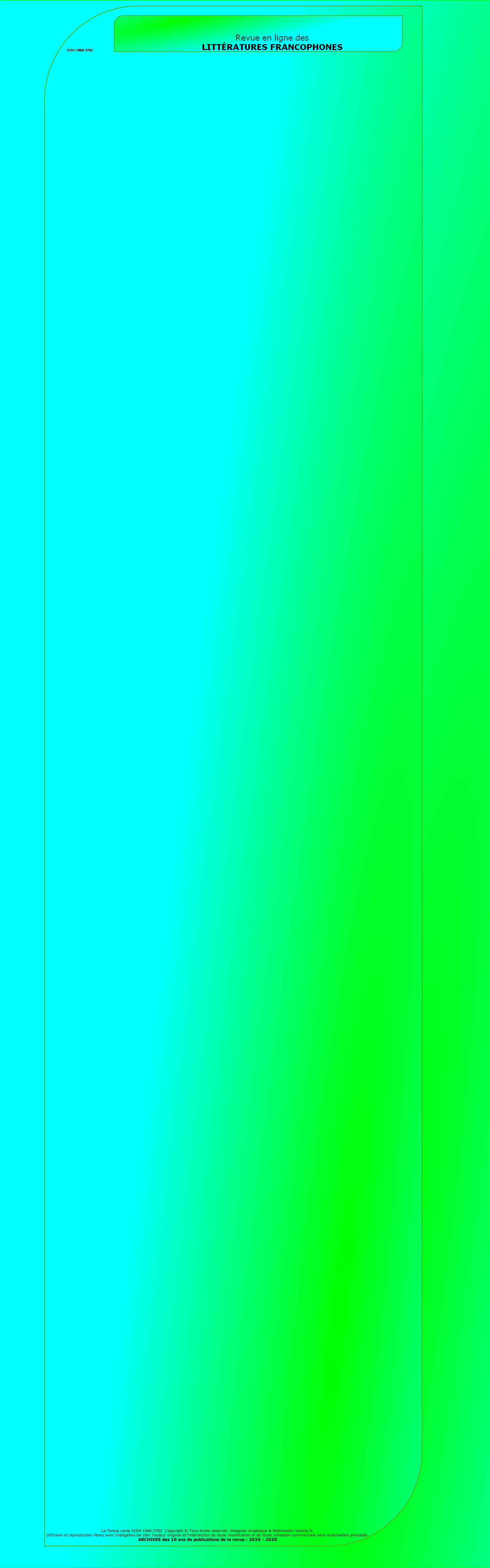 Revue en ligne des 
LITTÉRATURES FRANCOPHONES       
